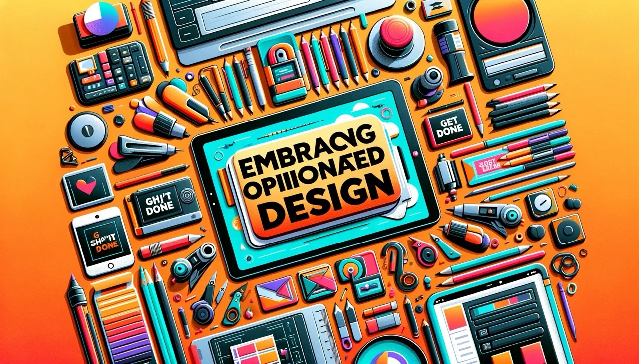 Bold and distinct header showcasing Opinionated Design principles with unique fonts and layouts for a blog on digital product uniqueness.