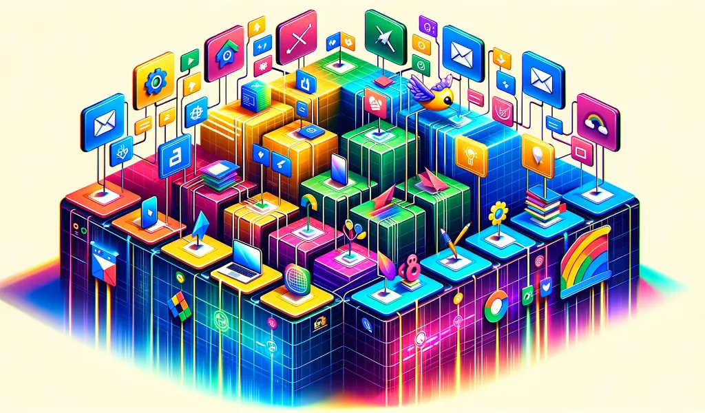 Colorful digital Kanban board with various icons representing tasks on Google