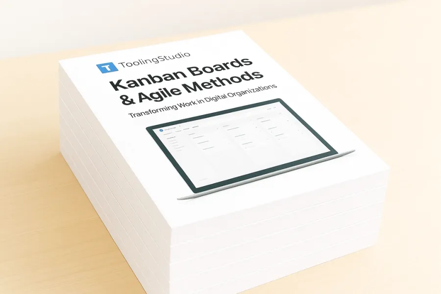 kanban book stack on table