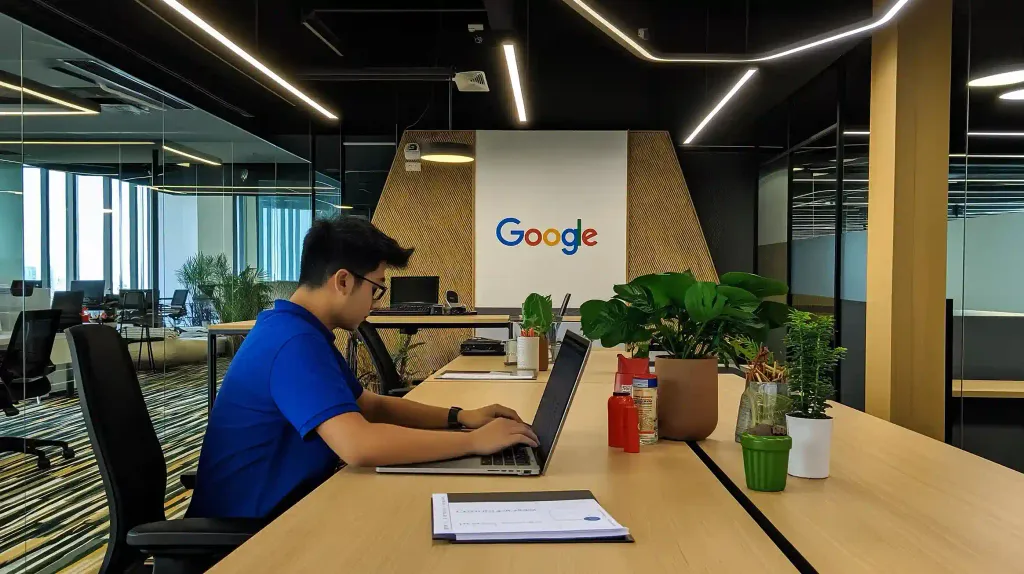 Person working at a Google office